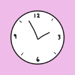 Drawing of a clock on a pink background